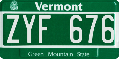 VT license plate ZYF676