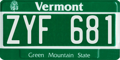 VT license plate ZYF681