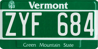 VT license plate ZYF684