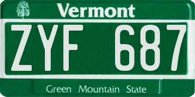 VT license plate ZYF687