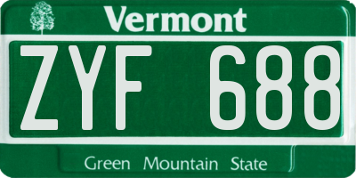 VT license plate ZYF688