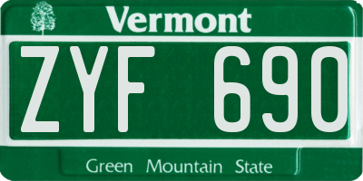 VT license plate ZYF690