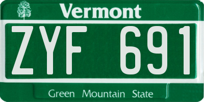 VT license plate ZYF691