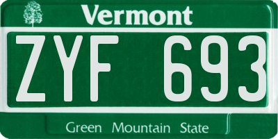 VT license plate ZYF693