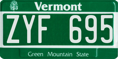 VT license plate ZYF695