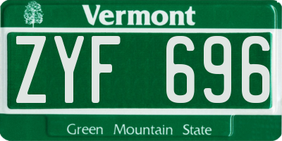 VT license plate ZYF696