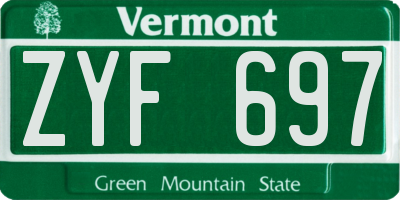 VT license plate ZYF697