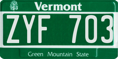 VT license plate ZYF703