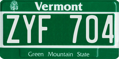 VT license plate ZYF704