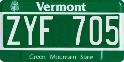 VT license plate ZYF705