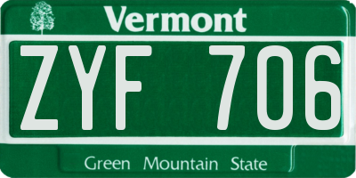 VT license plate ZYF706