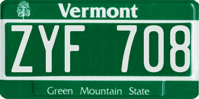 VT license plate ZYF708