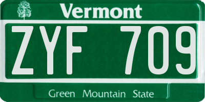 VT license plate ZYF709