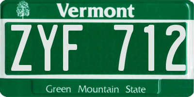 VT license plate ZYF712