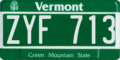 VT license plate ZYF713