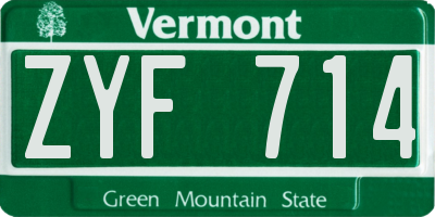 VT license plate ZYF714