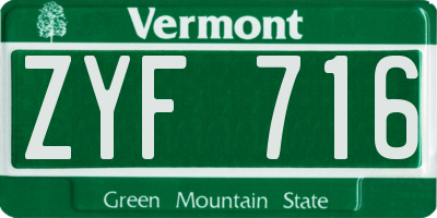 VT license plate ZYF716