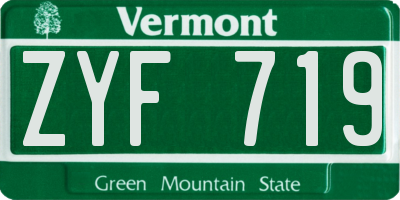 VT license plate ZYF719