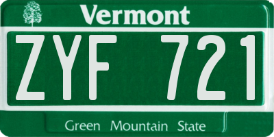 VT license plate ZYF721