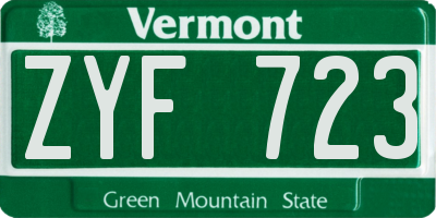 VT license plate ZYF723