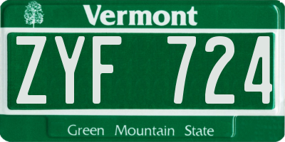 VT license plate ZYF724