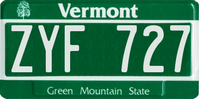VT license plate ZYF727