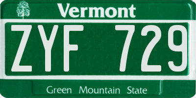 VT license plate ZYF729