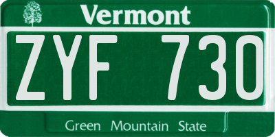 VT license plate ZYF730