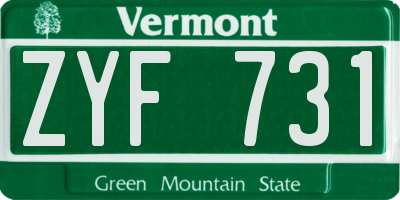 VT license plate ZYF731