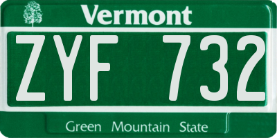 VT license plate ZYF732