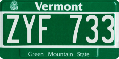 VT license plate ZYF733