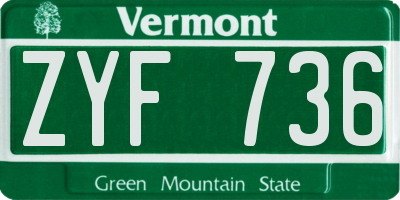 VT license plate ZYF736