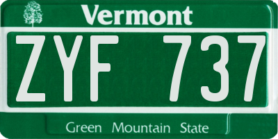 VT license plate ZYF737