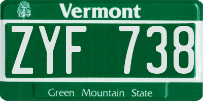 VT license plate ZYF738