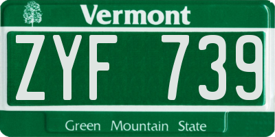 VT license plate ZYF739