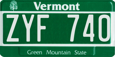 VT license plate ZYF740