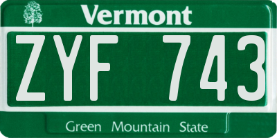 VT license plate ZYF743