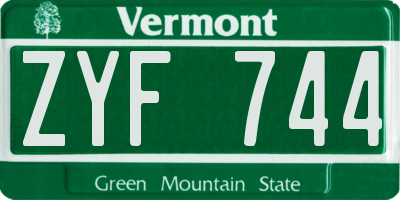 VT license plate ZYF744