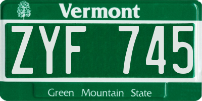 VT license plate ZYF745