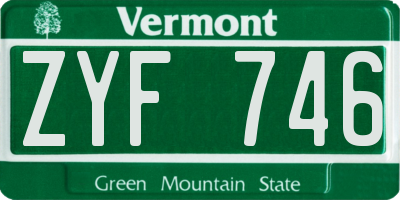 VT license plate ZYF746