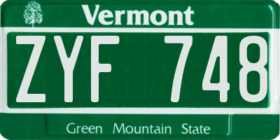 VT license plate ZYF748