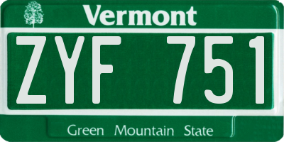 VT license plate ZYF751