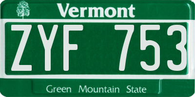 VT license plate ZYF753