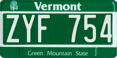 VT license plate ZYF754