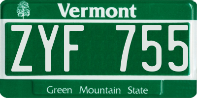 VT license plate ZYF755