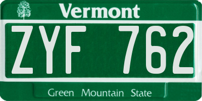 VT license plate ZYF762