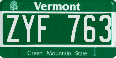 VT license plate ZYF763