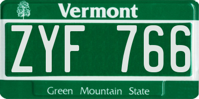 VT license plate ZYF766