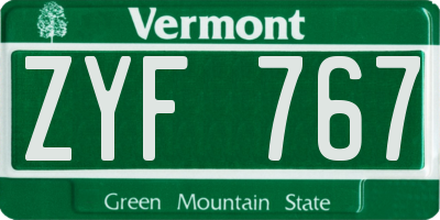 VT license plate ZYF767