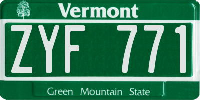 VT license plate ZYF771